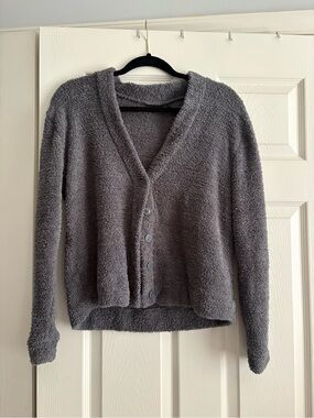 Out from under Urban Outfitters Plush V-Neck Cardigan Sweater - Charcoal Gray